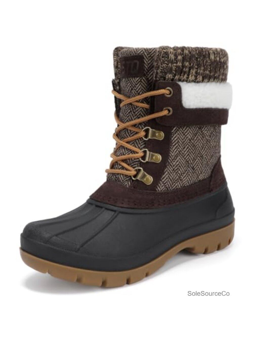 Women's Duck Boots Waterproof Winter Snow Boot, Faux Fur & Leather, Mid-Calf,